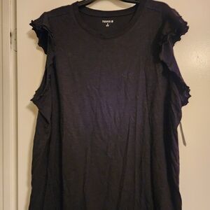 Torrid Black Short Sleeve Ruffle Top
